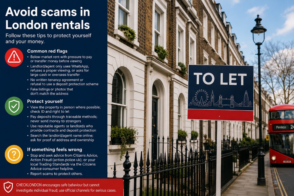 London rental street with To Let sign — avoid scams in London rentals